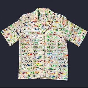 VINTAGE Stuart Lang button down paint splatter abstract pattern top women’s Sz 8